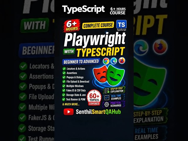 Learn Playwright TypeScript Full Course in 6+ Hours | Automation Testing 2026