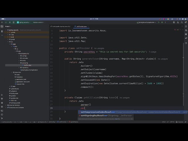 Spring-security JWT implementation