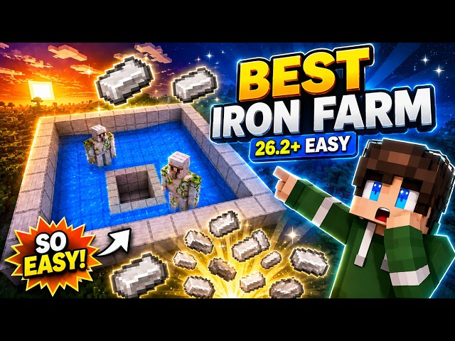 BEST & EASIEST IRON FARM IN MINECRAFT 26.2+