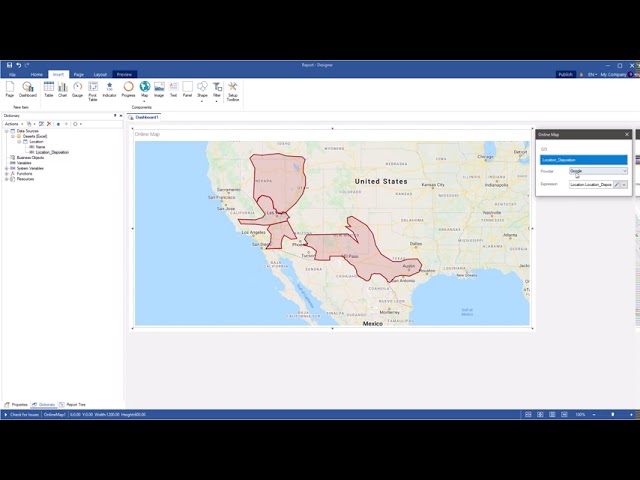 WinForms Dashboard Tool: using GIS (Geographic Information System) on Bing Online Map in app [2020]