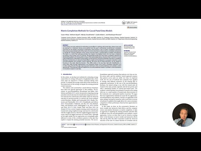 Machine Learning for Causal Inference: Honest Trees & Matrix Completion