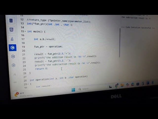 Function pointer in c