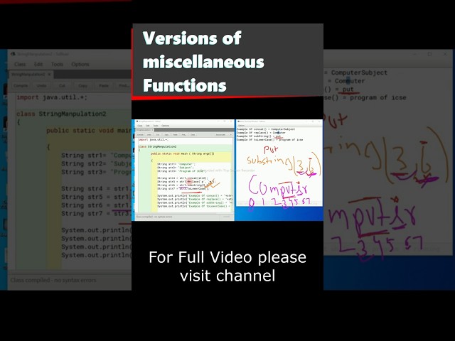String Miscellaneous Functions in java | String Functions