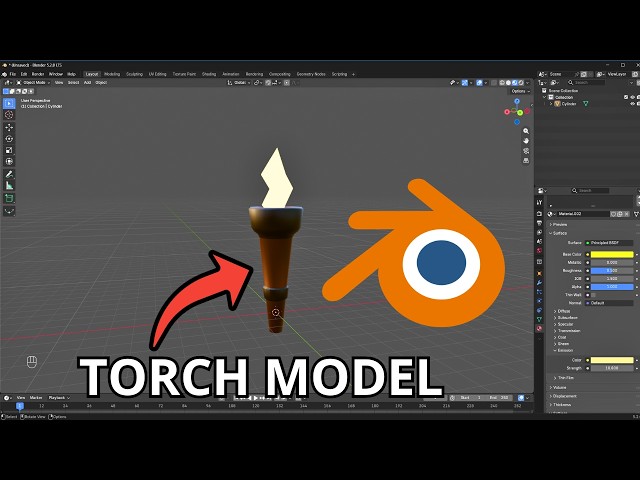 How to Model a Low Poly Torch in Blender (Beginner Tutorial)