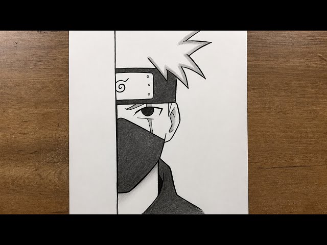 How to Draw Kakashi Half Face Step by Step | Easy Naruto Drawing Tutorial
