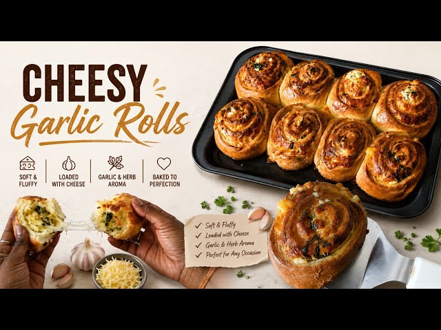 Ultimate Cheesy Garlic Rolls Recipe | Soft & Buttery Homemade Rolls