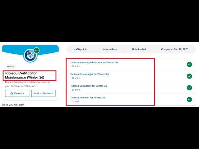 Tableau Certification Maintenance (Winter '26) | Salesforce