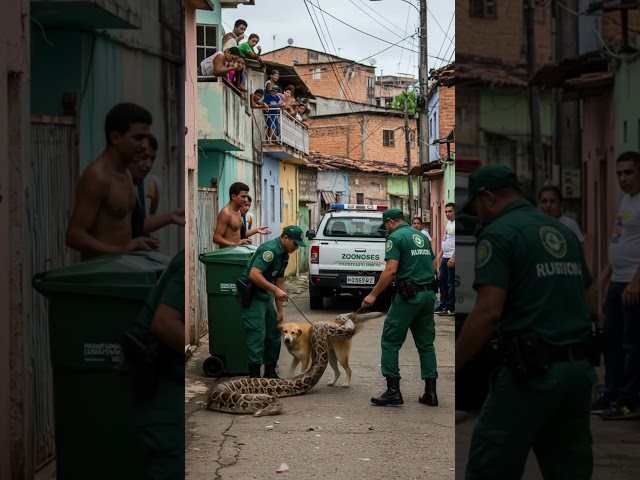 Stray Dog Trapped by Giant Python in Urban Brazil! #animalrescue