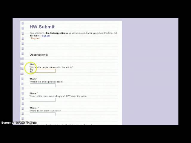 Creating a HW Form on Google Site