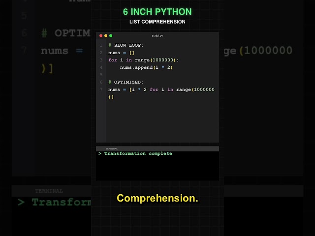 Delete code to make it faster? #Python #ListComprehension #programming #coding