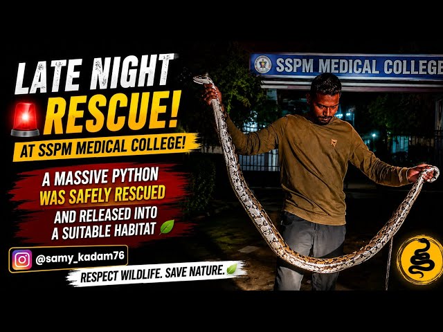 🐍 Indian Rock Python safely rescued from SSPM Medical College premises #PythonRescue #SnakeRescue 