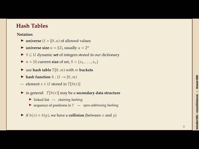 Advanced Data Structures (Summer 2026) - 05-1 Recap (Universal) Hashing