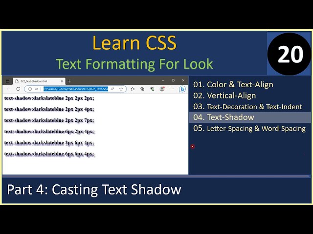 Text Look | Part 4 - Drop Shadow From Html Text Shadow | CSS Tutorial #20