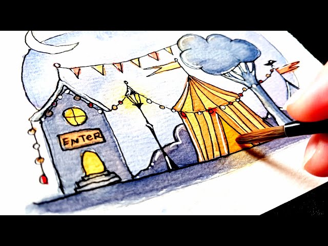 Whimsical Circus Scene | Watercolor Tutorial for Beginners