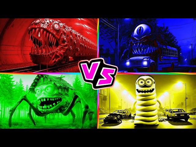 TRAIN EATER 🆚 School Bus Monster 🆚 HOUSE HEAD 🆚 MINION.EXE 🎶 Tiles Hop EDM Rush