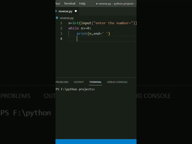 prints a countdown from n to zero using python🐍🐍#shots #programming #python