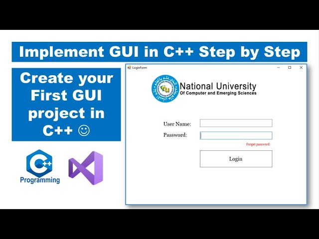 Implement GUI in C++ Step by Step | Create your First GUI project in C++ | VS 2017 Link is below