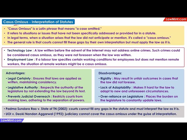 Casus Omissus Interpretation of Statutes