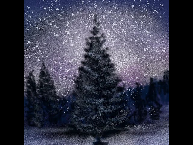 Christmas Stars Painting Landscape ipad painting (Using Procreate)