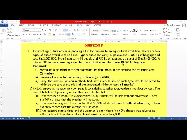 LINEAR PROGRAMMING (DUAL PROBLEM) USING SIMPLEX METHOD