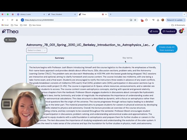 Upload and Summarize Your Lecture Recordings with Thea!