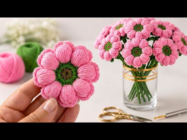 How to Crochet a Beautiful Flower | Easy 3D Crochet Flower Tutorial for Beginners🌺