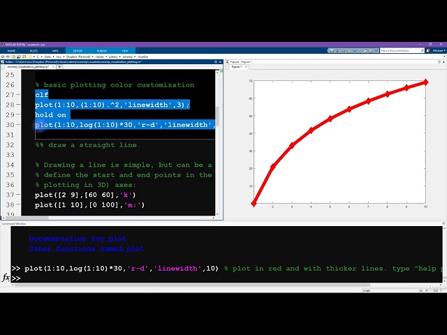 (Matlab) Course 6: 43   Plotting lines in 2D and in 3D