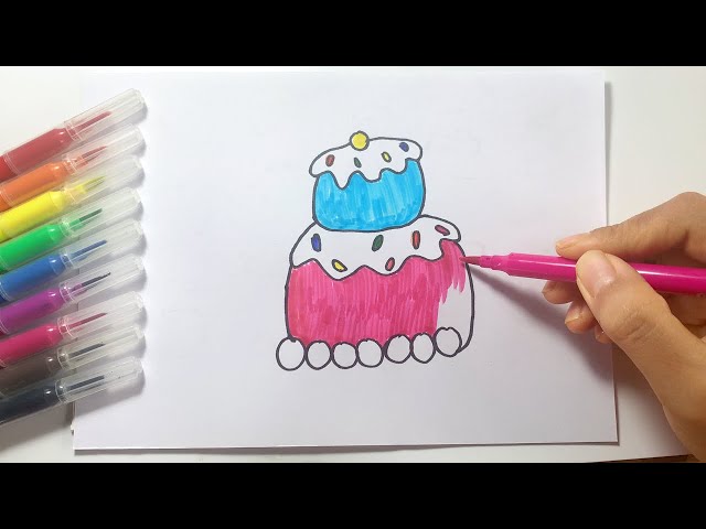 EASY DRAWINGS, Drawing a 3-tier cake छोटे बच्चों की पढ़ाई
