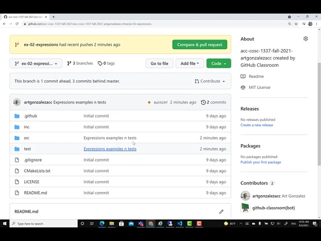 GitHub Create branch, VS Code checkout branch, commit and push changes, and merge branch to master