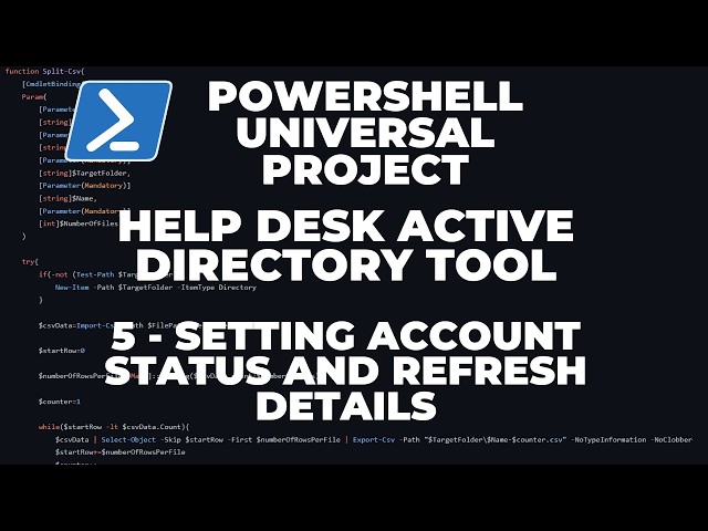 PowerShell Universal 2026 - Project : AD Help Desk Tool - Part 5 : User Status/Refresh User Details
