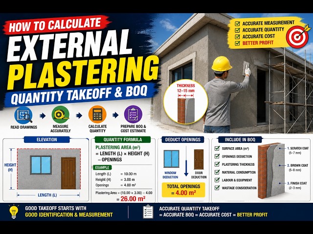 EP-06 How to Calculate External Plastering Quantity | BOQ & Quantity Takeoff