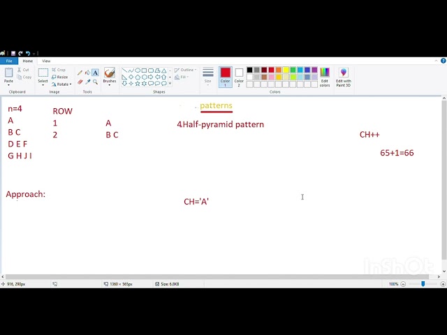 pattern 5: half pyramid pattern of characters in Telugu || DSA || Java