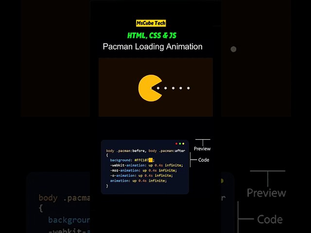 Pacman Loading Animation Using HTML & CSS | Pure CSS Loader Effect #coding #shorts #mscubetech
