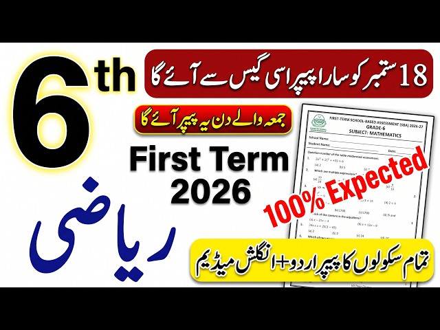 6th Class Math SBA 1st Term Paper 2026 | Class 6 Math Paper | School Based Assessment