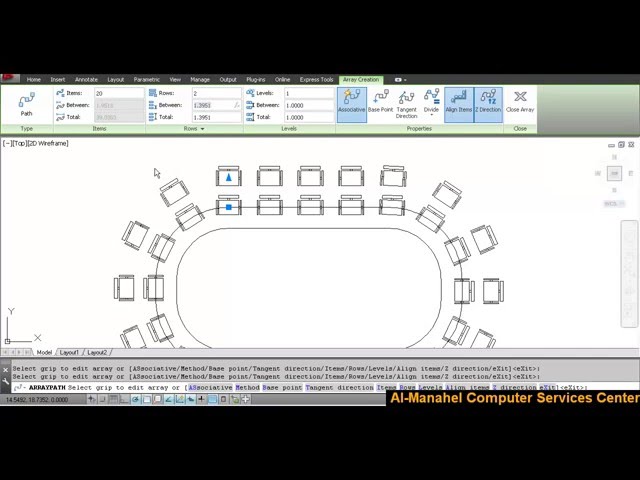 Path array in AutoCAD -- in English