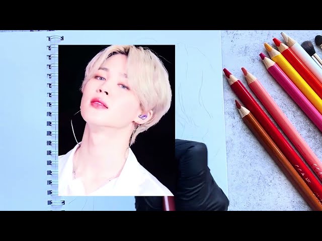 How to Draw BTS Jimin with Colored Pencils | Realistic Portrait Drawing | Coloring Step by Step