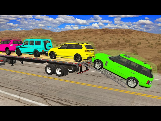 Flatbed Truck Mcqueen | Transportation with Truck - Pothole vs Car #8 - BeamNG.Drive