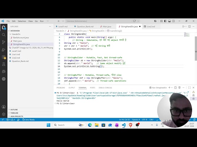 Java String vs StringBuilder vs StringBuffer + Exception Handling | LIVE Day 2