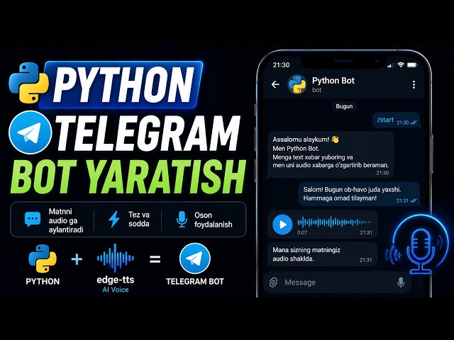 Matnni Ovozga Aylantiruvchi Telegram Bot 0 dan Yasash #dasturlash #python #pythonuzbek #shohruhakuz
