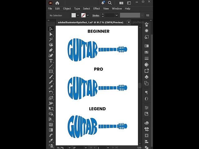 Adobe illustrator 2026 - How to Create Guitar-Shaped Text Using a Top Object
