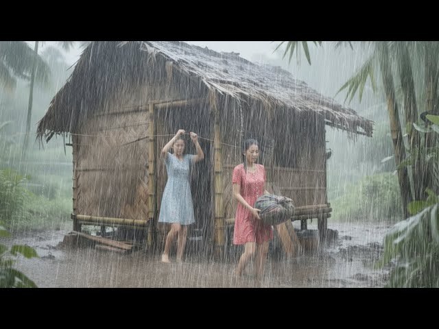 🔴LIVE Heavy rain and thunderstorms in rural Village|Super Heavy Rain and Wild Winds Roaring Through