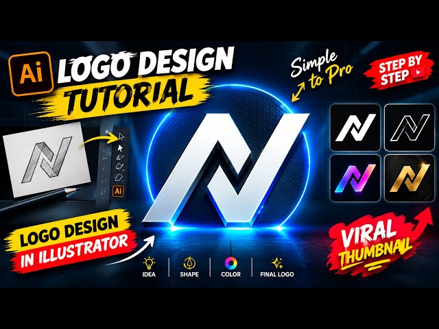 N Letter Logo Design | Adobe Illustrator Tutorial for Beginners