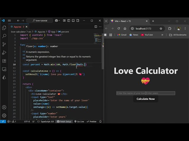 React.js Fun Beginner Project Build a Love Calculator App with #programming #coding #webdevelopment