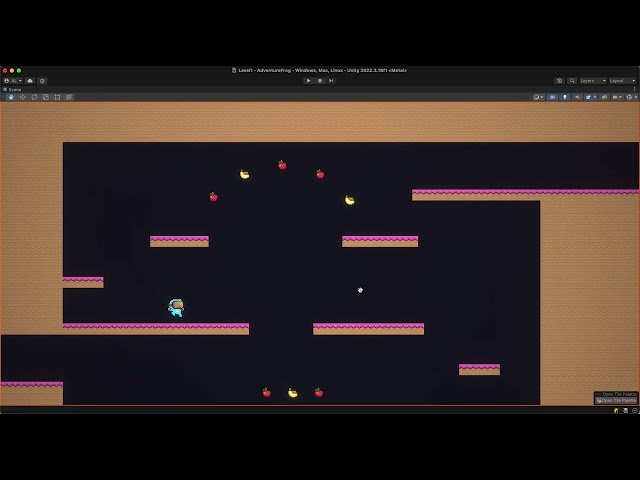 Proyecto Unity videojuego 2d "Adventure Frog" nivel