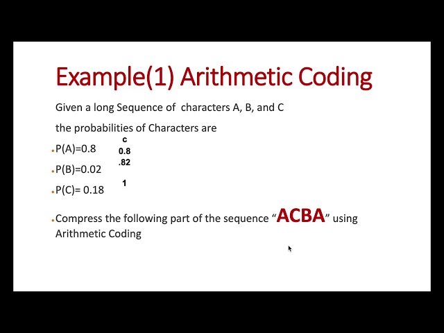 Multimedia - Arithmetic Coding Example (Arabic) شرح