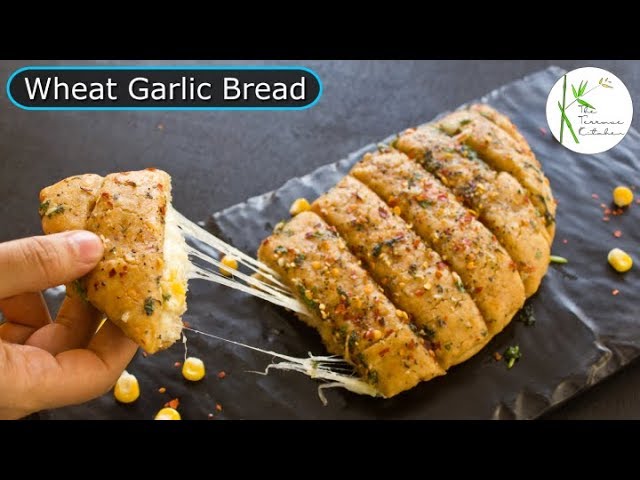 No Oven, No Maida Cheesy Garlic Bread Recipe | Wheat Garlic Bread without Oven~ The Terrace Kitchen
