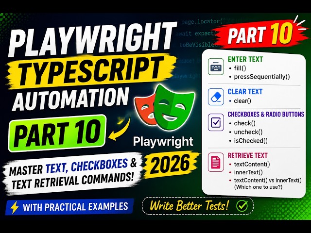 28. Text Fields, Checkboxes & Text Retrieval Commands Explained | Playwright TypeScript 2026
