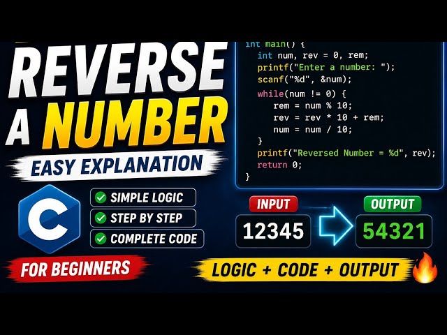 C++ Program to Reverse a Number | Reverse Number Logic Explained | C++ Programming Tutorial 2026