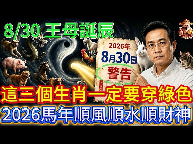 8月30號王母娘娘誕辰必看！3生肖穿綠色，3種人穿藍色， 2026馬年順風順水順財神！#國學 #黃帝內經 #易經 #生肖 #開運 #招財 #養生 #大夏 #補財庫 #風水 #taiwan