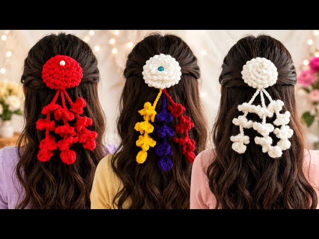 Easy Crochet Flower Hair Clip 🌼DIY Hair Accessories/ step by step Tutorial #crochet hair accessories